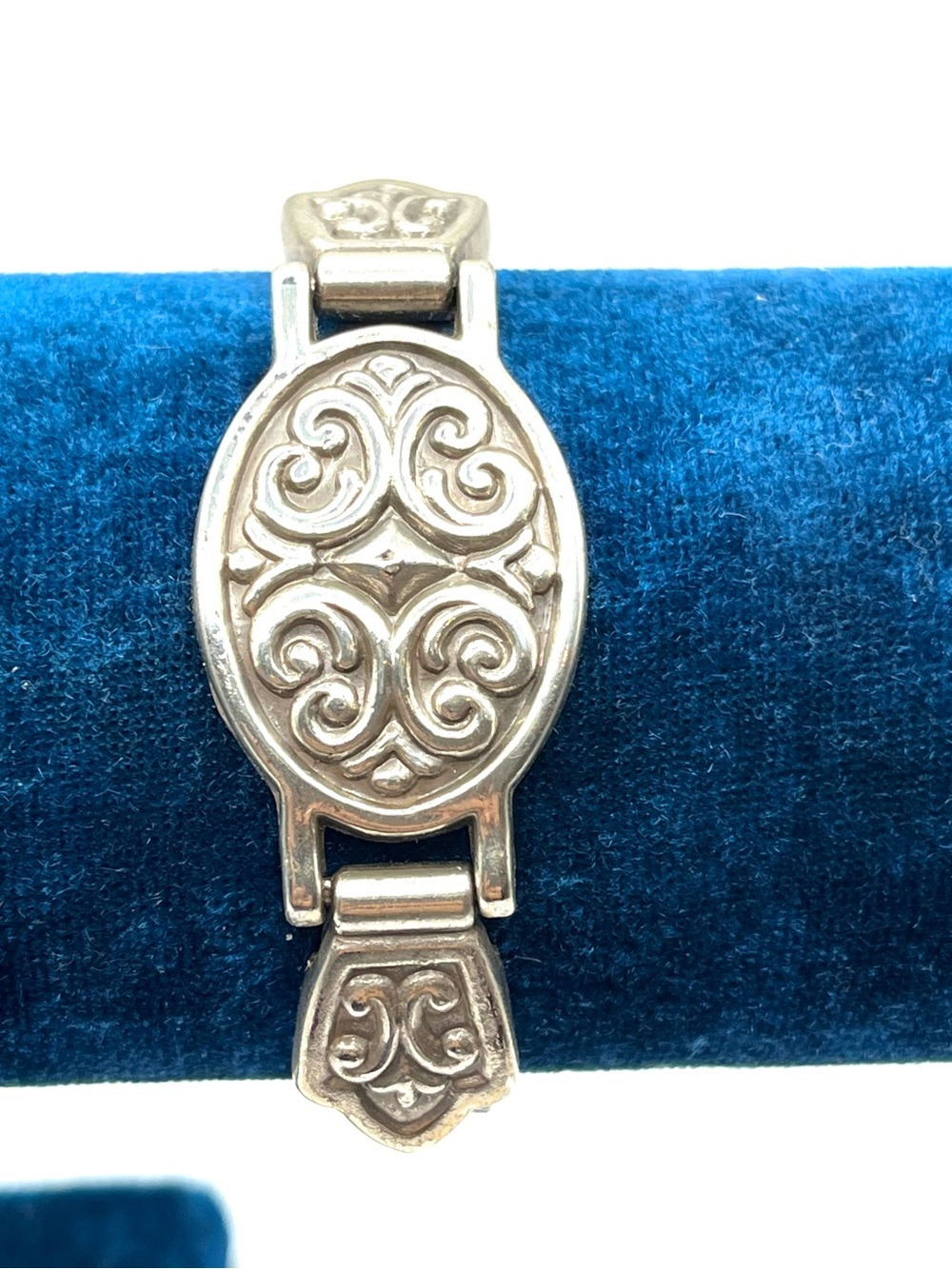 Brighton Black Leather Bracelet with Ornate Silver Medallion